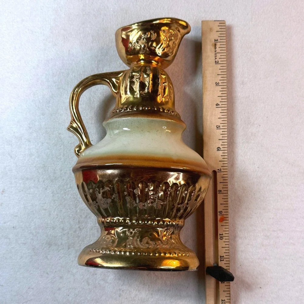 Vintage Regal China 1976 Floral Decanter Bottle 22K Gold Wash MCM Kitsch Barware